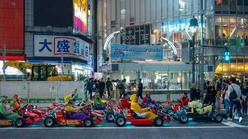 Tourist participating in the Tokyo Go Kart race