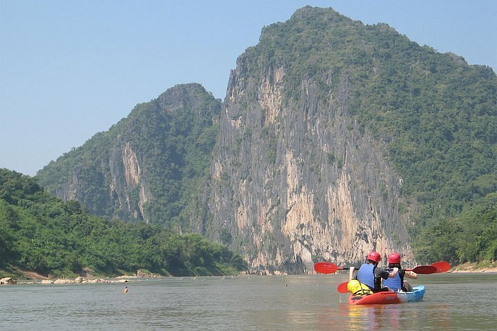 Tourists kayaking in Luang Prabang