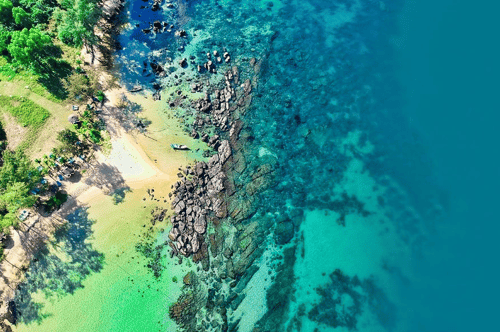 Tranquil Ong Lang Beach, a hidden gem in Phu Quoc with calm waters and fewer crowds.