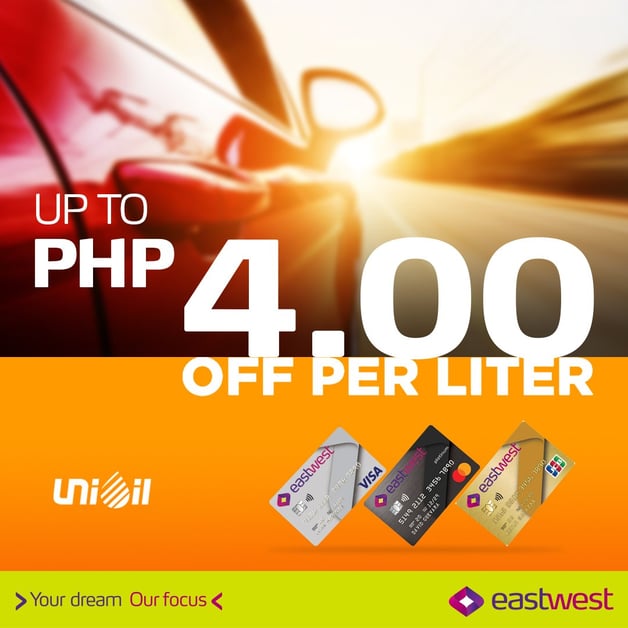 eastwest credit card promo - 4 discount per liter unioil