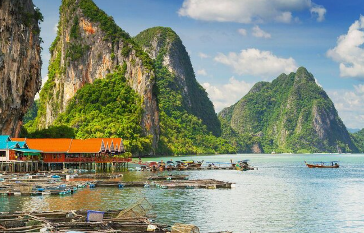 View of Phang Nga Bay tourist attraction in Phuket, Thailand