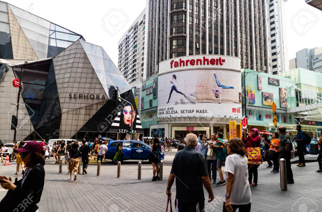 View of shopping district in in Bukit Bintang with many things to do with friends