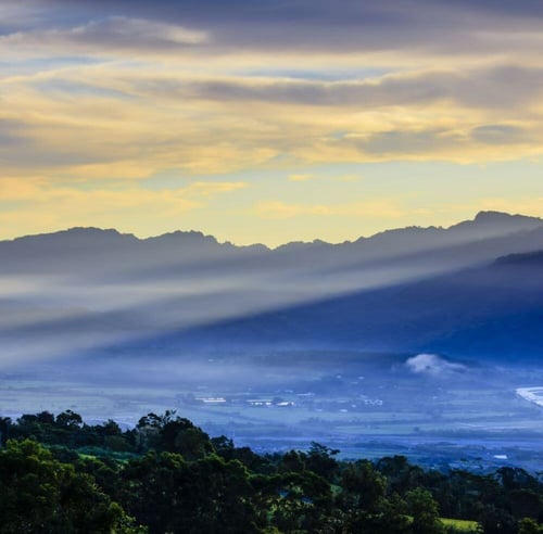 View of the sun setting from Liyushan Park located in Taitung, Taiwan