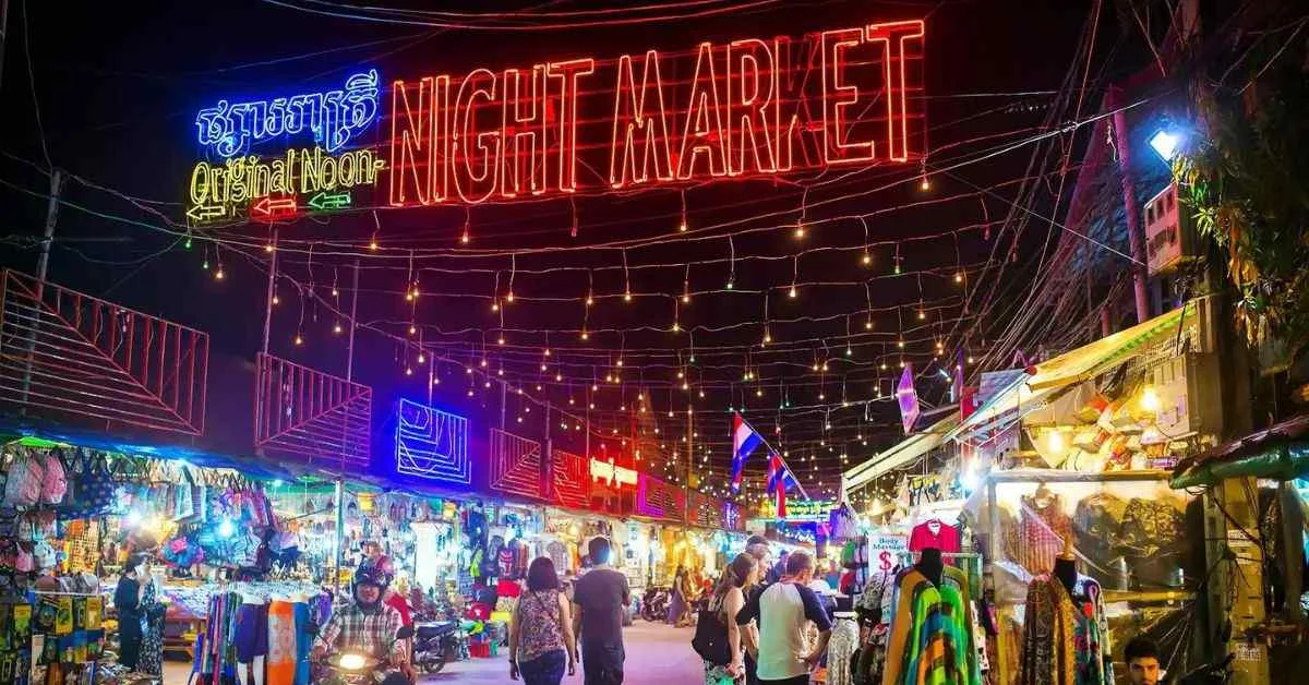 Visit Angkor Night Market at night with your family when in Siem Reap