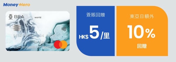 飛行里數信用卡 東亞worldmaster