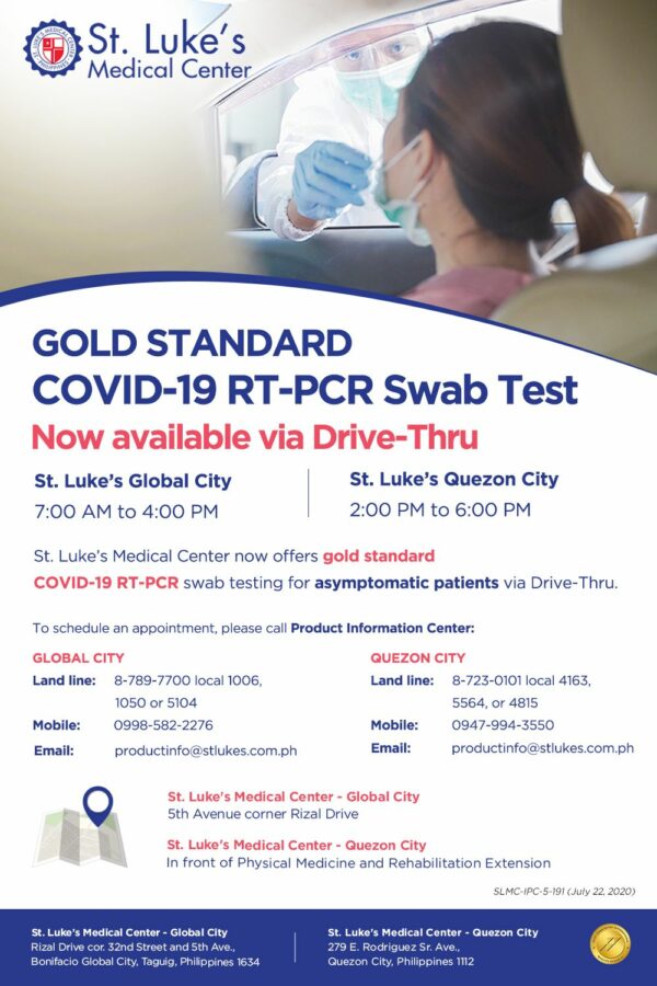 COVID-19 Testing Centers in Metro Manila - St. Luke's Medical Center