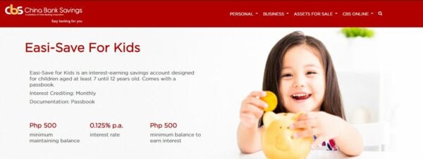 bank account for kids - China Bank Savings Easi-Save for Kids