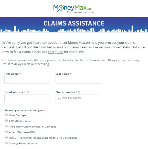 Claims Assistance Form | MoneyMax.ph