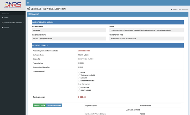 DTI registration fee payment requirements for dti permit - DTI registration fee payment