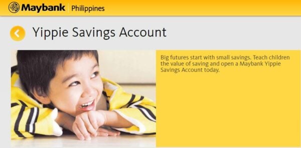 bank account for kids - Maybank Yippie Savings Account
