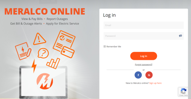 Meralco Online - desktop website