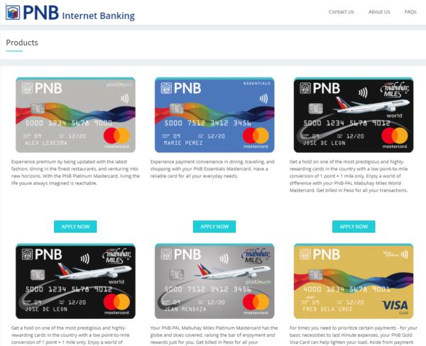 PNB credit card application online