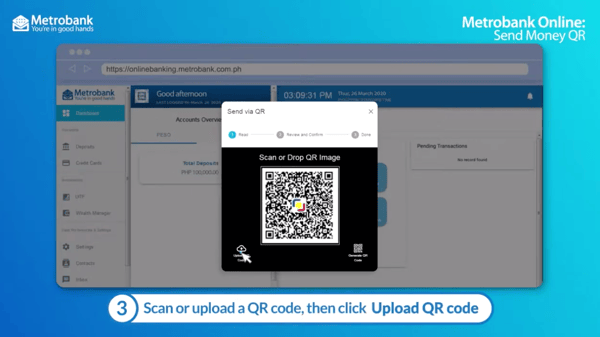 metrobank online - send money via QR code metrobank online - send money via QR code