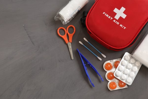 emergency kit items - basic first aid kit