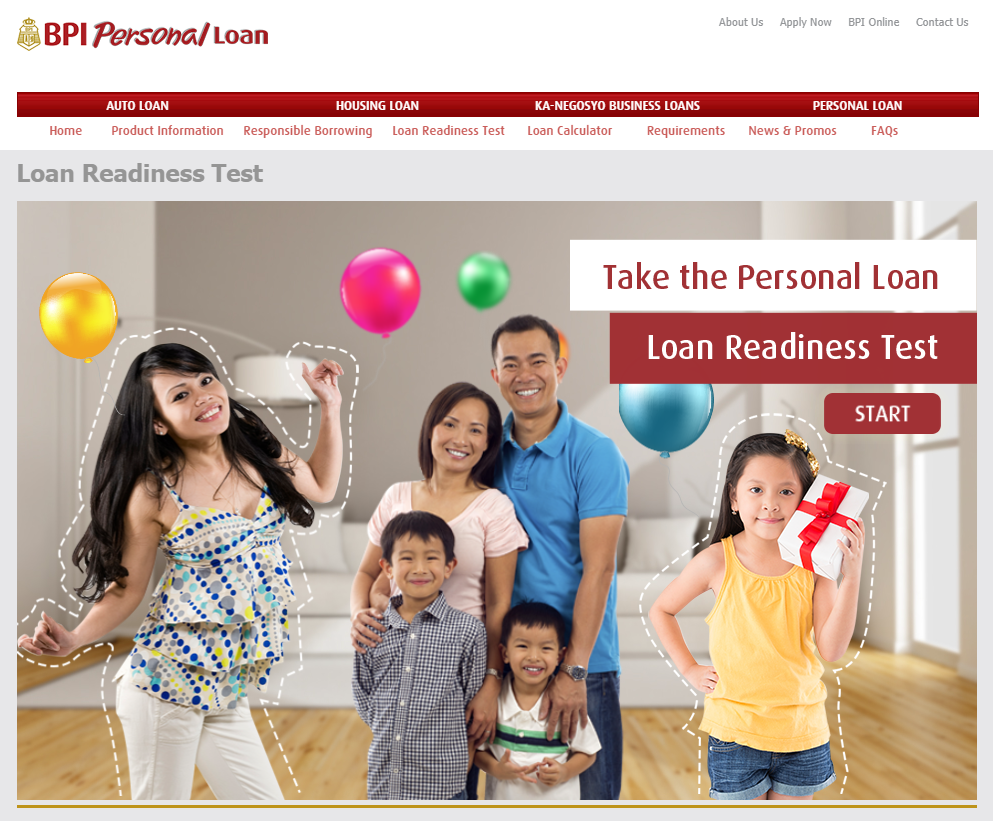 bpi personal loan application - loan readiness test