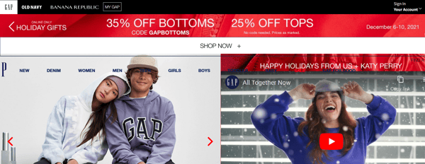 credit card christmas promotion  40% Off at GAP 