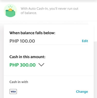 GrabPay - Auto cash-in