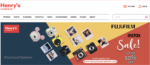 online shopping sites - henrys cameras