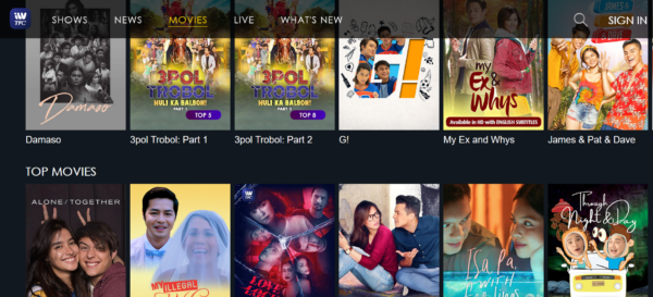 sites to watch filipino movies - iWantTFC