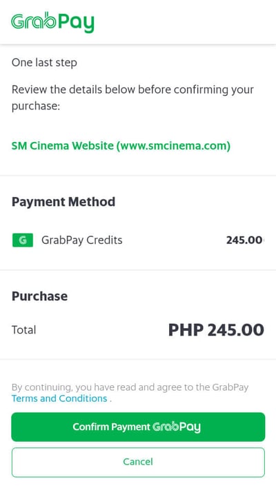 GrabPay - online payment