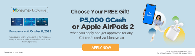 moneymax citibank airpods gcash promo