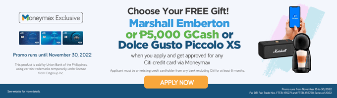 moneymax citibank marshall emberton gcash dolce gusto promo