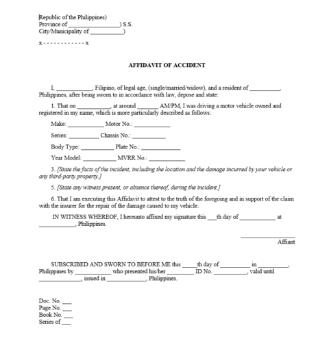 Affidavit of Car Insurance Claim - affidavit of accident sample Affidavit of Car Insurance Claim - affidavit of accident sample