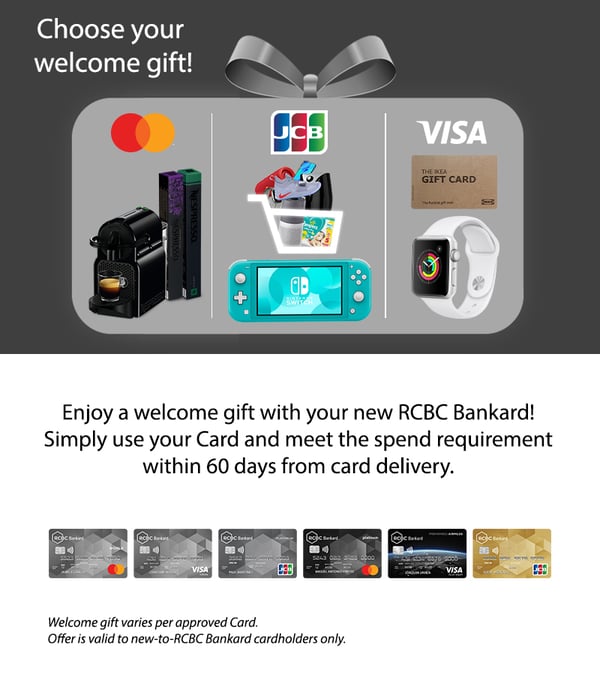 rcbc credit card promos - welcome gifts