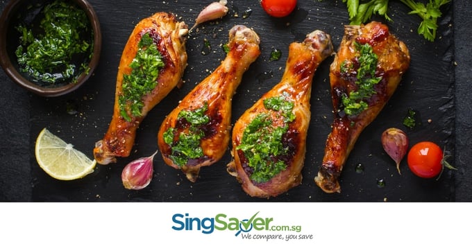 a display of 4 cooked chicken drumsticks - SingSaver 