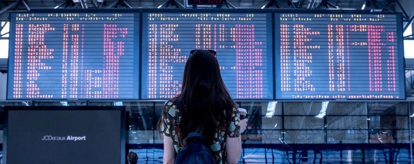 girl at the airport boarding