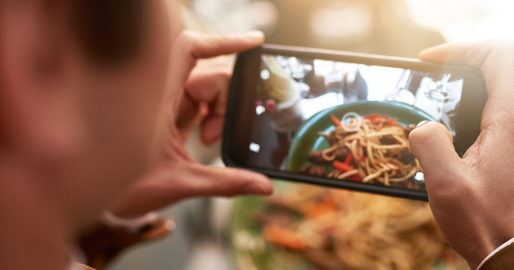 Foodie taking photos of food