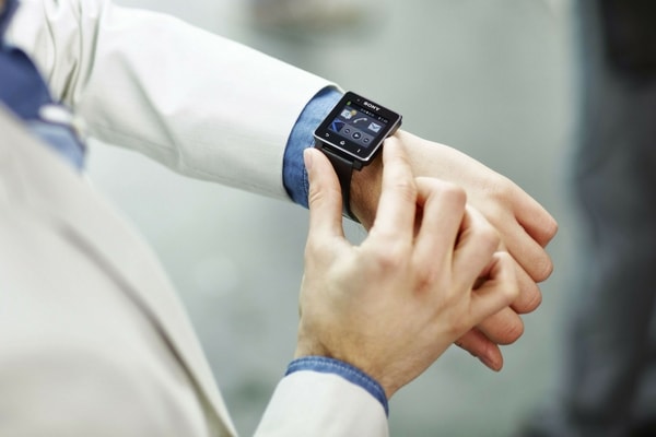 man wearing a smartwatch