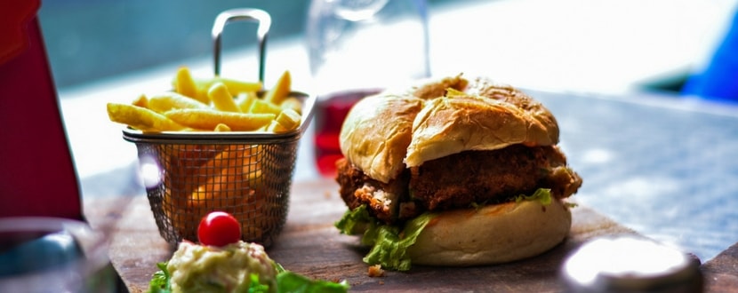 a set meal lunch of burger and fries