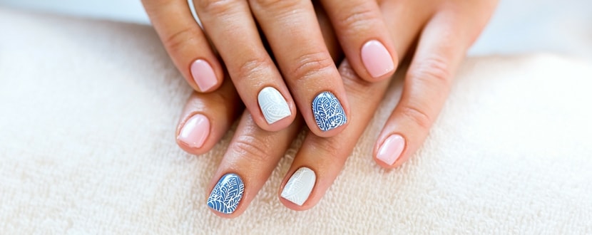 girl showing a fingers with manicure and nail paint