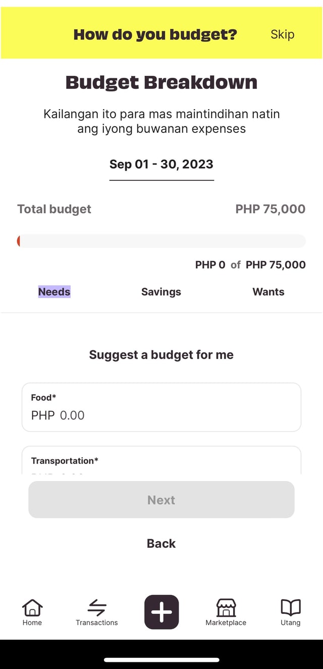 lista app review - planned spending