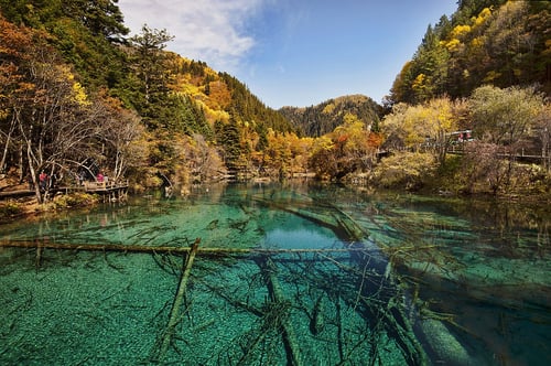 clear waters in jiu zhai you valley