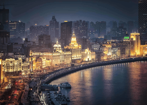 historical bund district at night