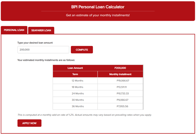 how to get approved in bpi personal loan - online calculator sample computation