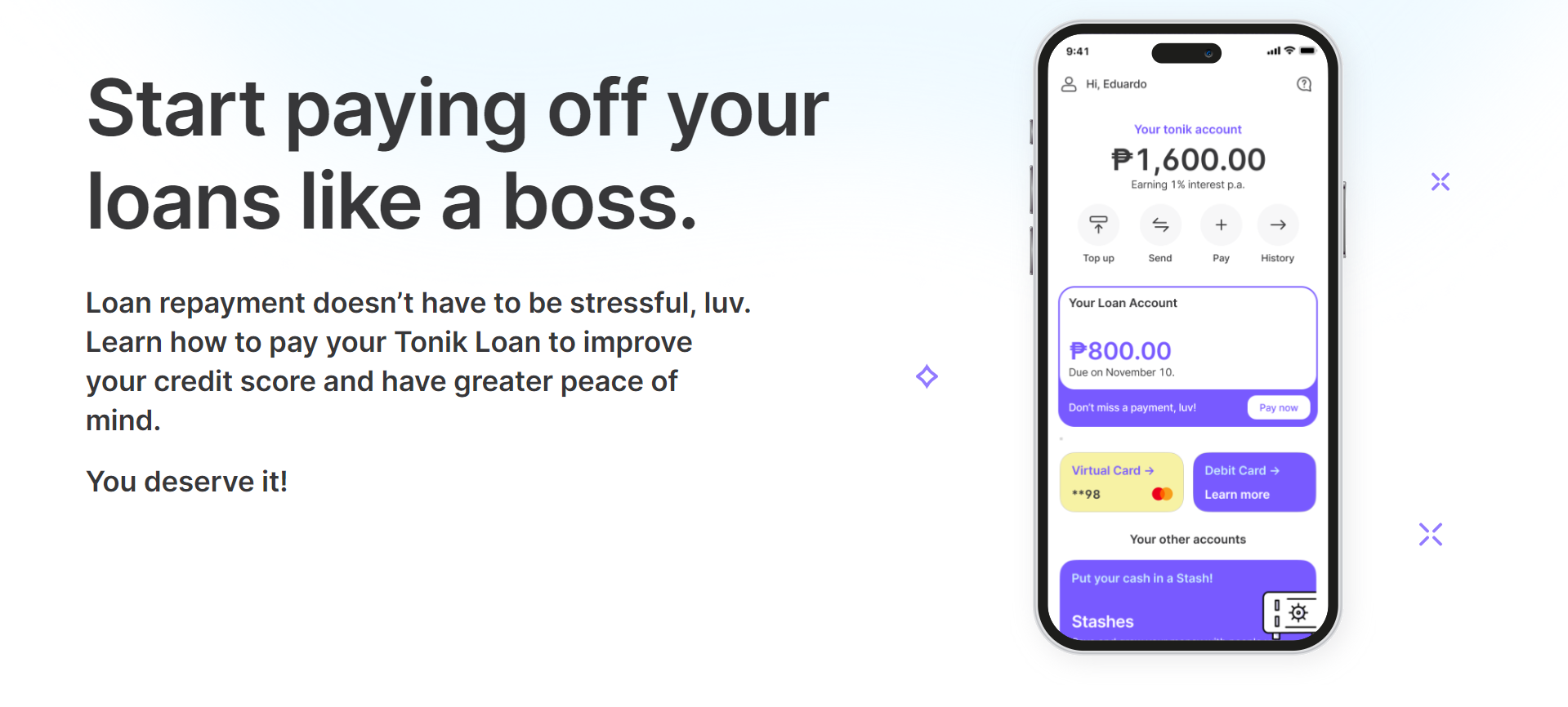 tonik loan application - how to pay
