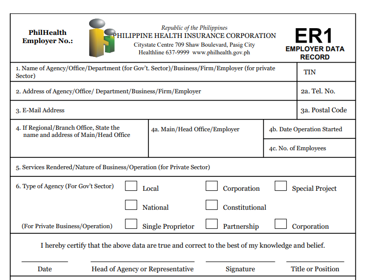 how to register employee in philhealth - er1 form
