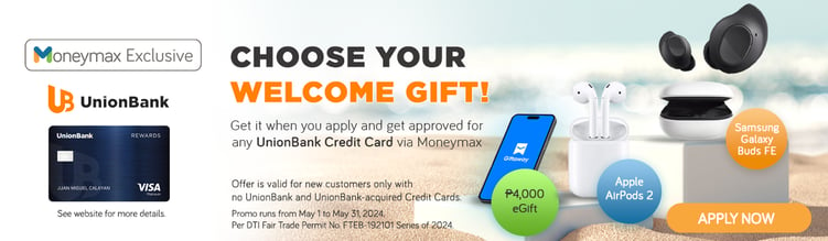moneymax unionbank credit card welcome gift promo