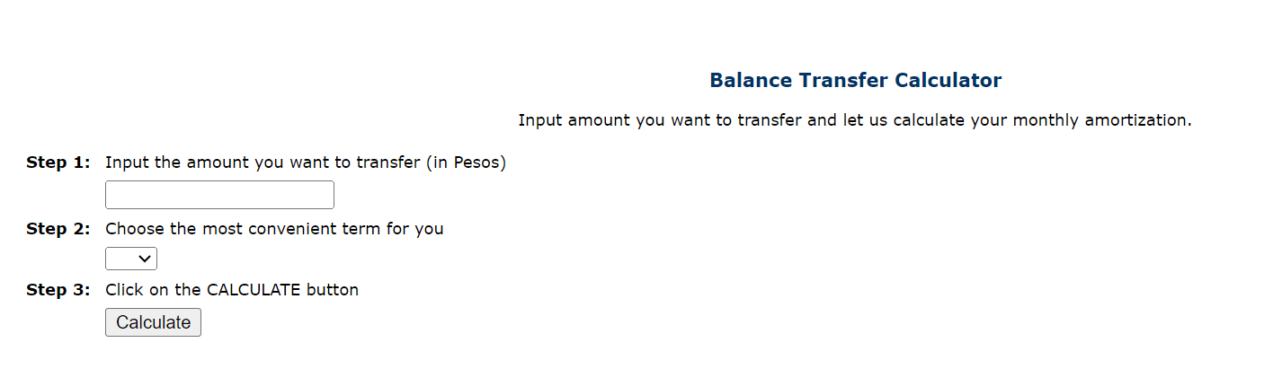 balance transfer credit card philippines - metrobank balance transfer calculator