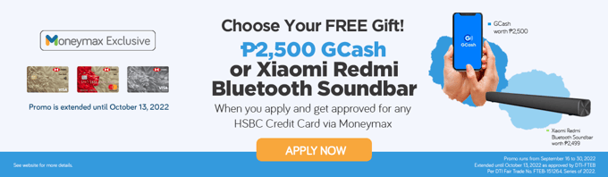 moneymax hsbc xiaomi redmi soundbar gcash promo
