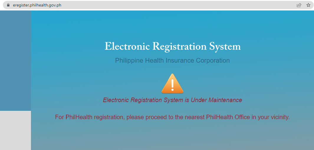 philhealth online registration - eregister down