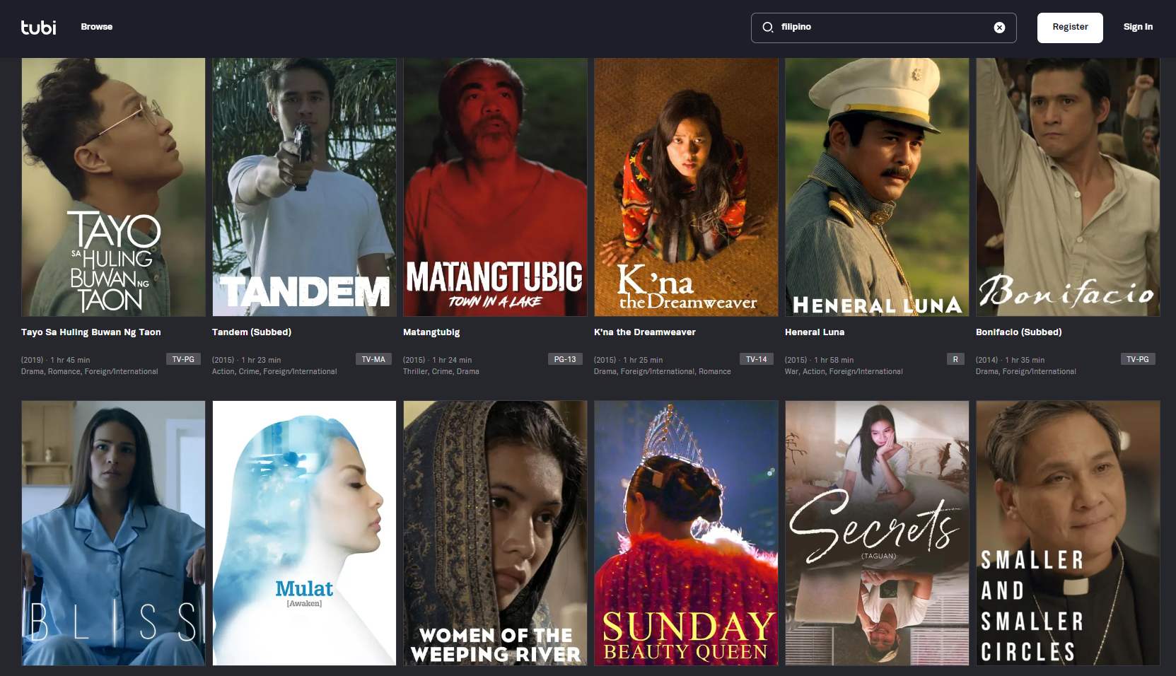 sites to watch filipino movies - tubi