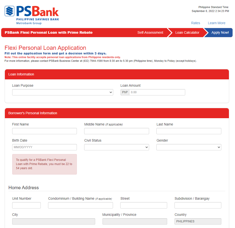 psbank flexi loan application process