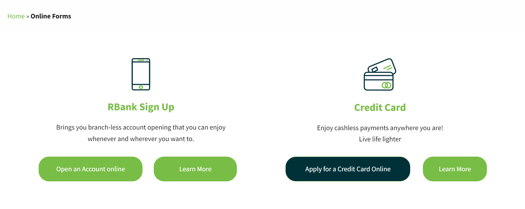 robinsons credit card application - online