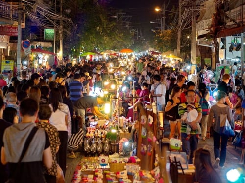 sunday walking street, a tourist attraction in chiang mai