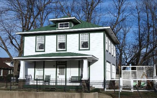 the exterior of the clinton home replica