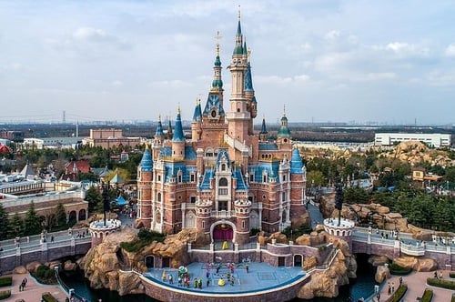 the iconic castle at shanghai disneyland